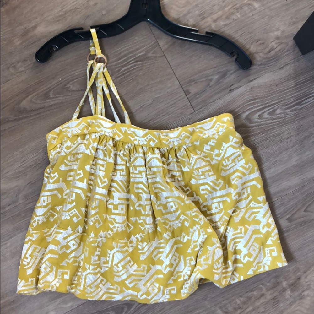 Anthropologie Floreat one shoulder top -chartreuse